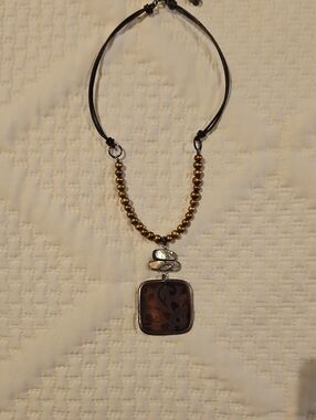 Silpada brown Shell  Pendant Necklace with Metallic Beads